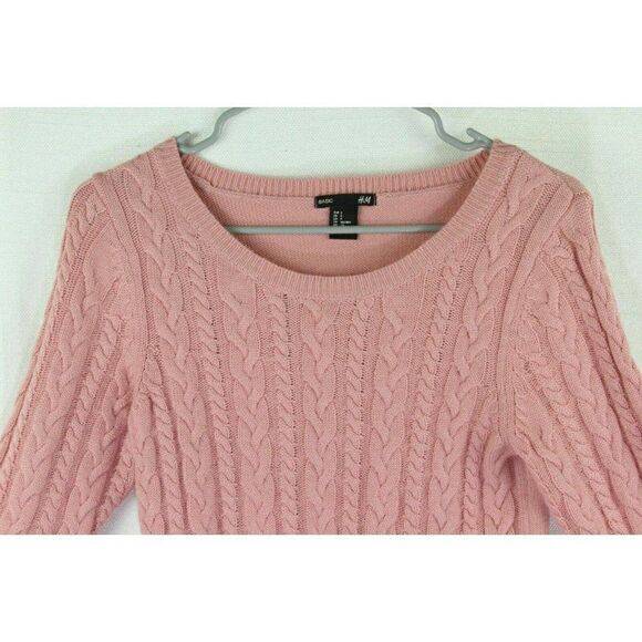 H&M Basic Sweater Cableknit Alpaca wool blend pink - Picture 2 of 9